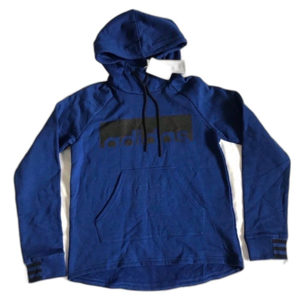 NWT Adidas SV Graph Hoodie Sweatshirt Blue Black Logo Pouch CV3210 Mens Small